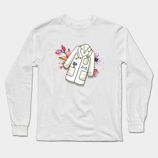 Lab Coat And Flowers Long Sleeve T-Shirt